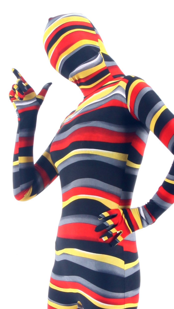 Halloween Costumes Colorful Stripes Zentai Suit - Click Image to Close